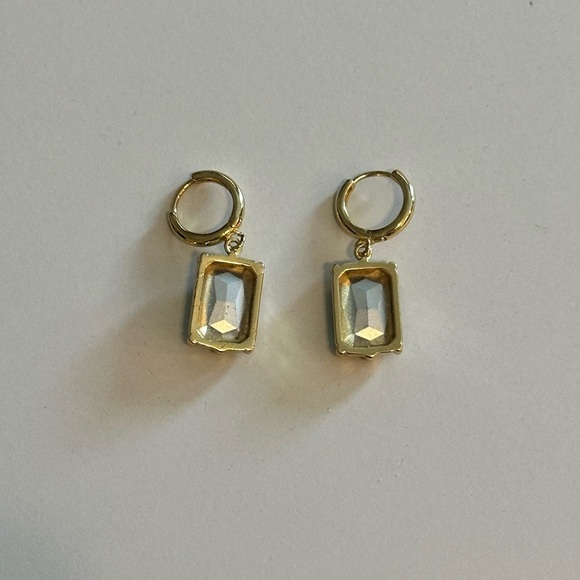 Perry Street Kelly Huggies Emerald Gem Gold Earrings - Picture 6 of 6